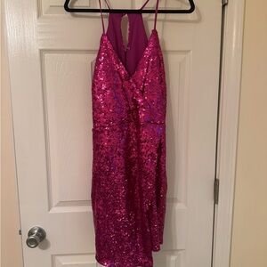 Lulu's Fuchsia Sequin Party Dress